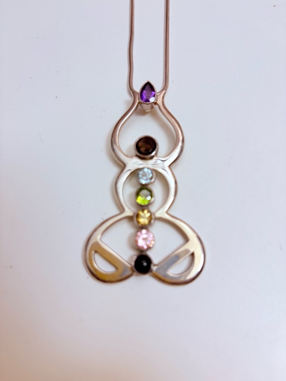 Sterling Multi-Gemstone Pendant Necklace - Purple & Multi-Color - Picture 7 of 7